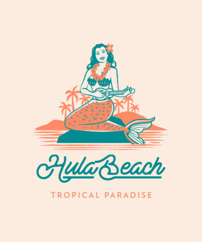 Summer T-Shirt Design Maker Featuring a Retro Mermaid Illustration 3567c