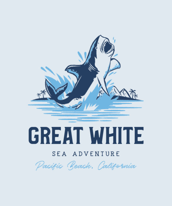 T-Shirt Design Template Featuring a Great White Shark Graphic