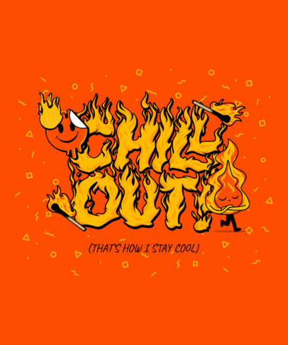 T-Shirt Design Template Featuring Lettering with Illustrations