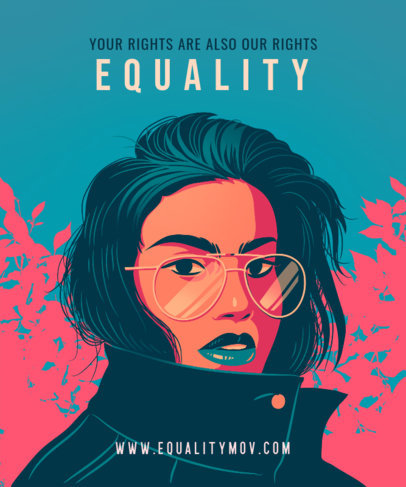 T-Shirt Design Generator Featuring a Feminist Quote and a Strong Woman Illustration 