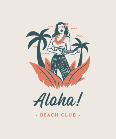 Summer T-Shirt Design Template Featuring Beach-Themed Illustrations