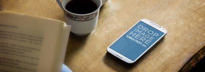 Product Mockup Template, Galaxy on Rustic Table Wide