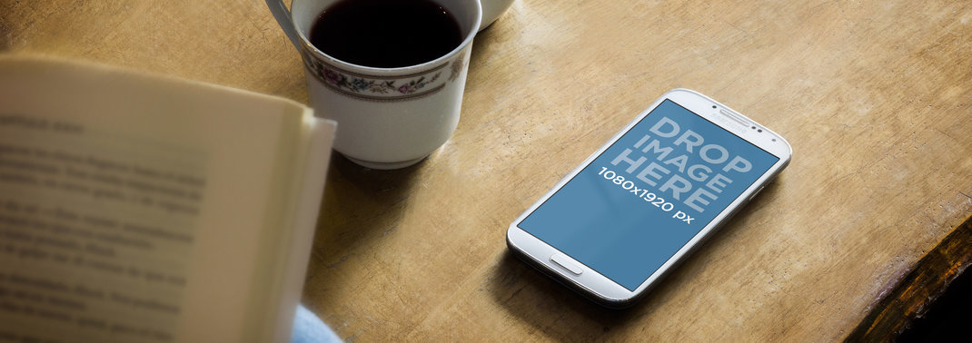 Product Mockup Template, Galaxy on Rustic Table Wide
