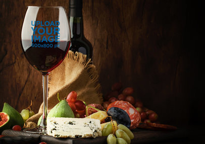 Wine Glass Mockup Featuring a Charcuterie Board