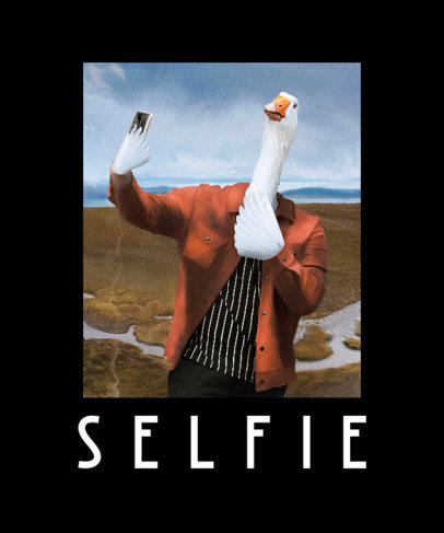 Illustrated T-Shirt Design Generator Featuring a Goose Taking a Selfie 