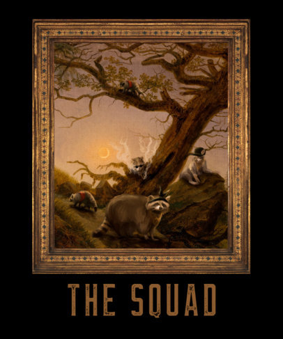 T-Shirt Design Generator Featuring a Painting Of a Funny Animal Squad 