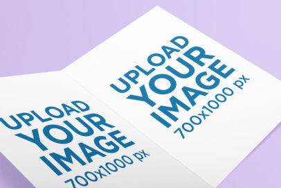 Mockup of an Open Greeting Card with a Customizable Surface