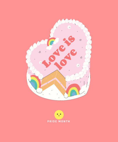 LGBT T-Shirt Design Template Featuring a Cake and a Quote