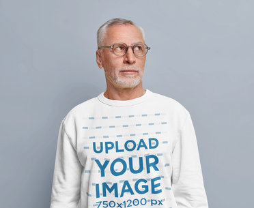 Mockup Featuring a Senior Man Wearing a Sweatshirt at a Studio