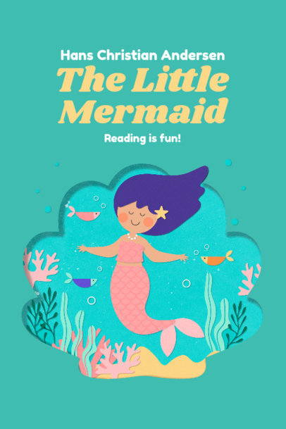 Book Cover Design Creator with a Paper Cut-Out Graphic of a Little Mermaid 3565b