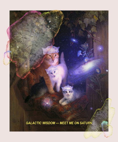 T-Shirt Design Creator Featuring a Trippy Illustration of Cats and Kittens