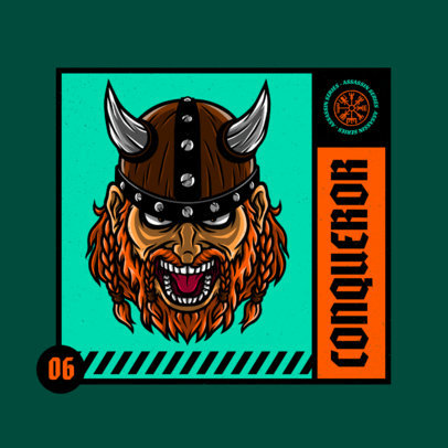 Logo Maker Featuring a Detailed Illustration of an Aggressive Viking Warrior