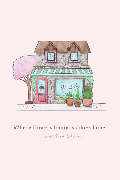 Poster Design Template with an Illustration of a Flower Shop