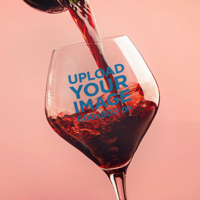 Mockup of a Customizable Wine Glass Against a Solid Color Backdrop 