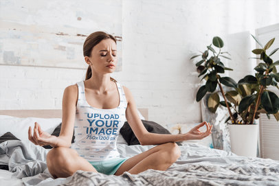 Sublimated Tank Top Mockup Featuring a Worried Woman Meditating m4869-r-el2