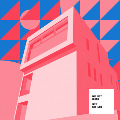 Funk Album Cover Maker Featuring a Minimal Building Illustration with a Groovy Aesthetic 3571i