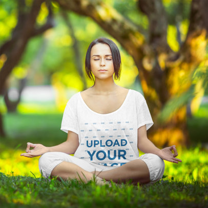 Slouchy Tee Mockup of a Woman Meditating at a Park m3234-r-el2