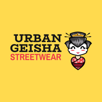 Streetwear Logo Maker Featuring a Geisha Clipart