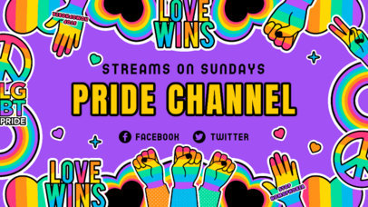 Twitch Banner Design Template with LGBTQ-Themed Sticker Graphics