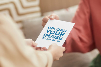 Mockup of a Person Giving a Flyer to Someone m3702 r-el2