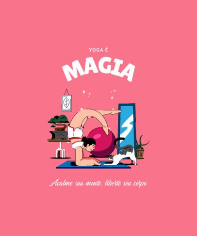Yoga T-Shirt Design Creator Featuring an Illustration of a Woman at Home