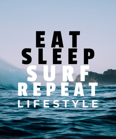Surf-Themed T-Shirt Design Template Featuring a Cool Quote