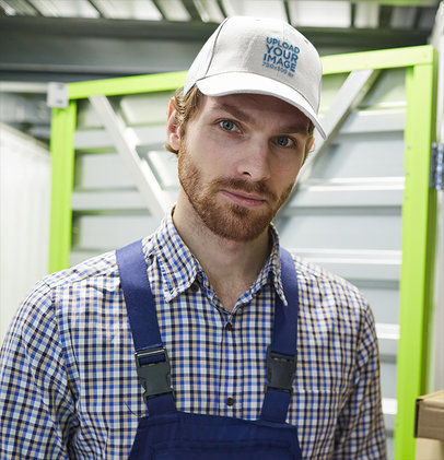 Dad Hat Mockup of a Bearded Man at Work