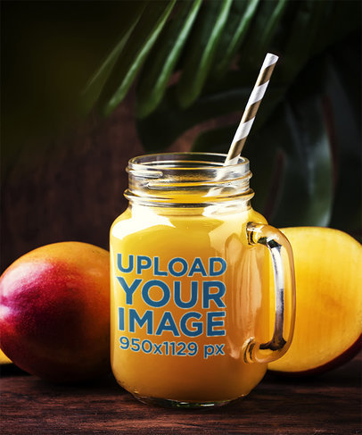 Mockup of a Mason Jar with Fresh Mango Juice