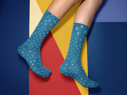 Two Legs Wearing Socks Template While Against a Multicolor Backdrop a15611