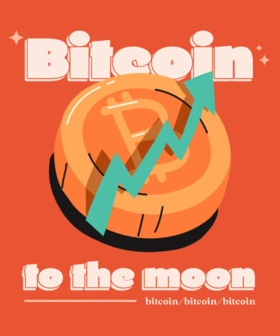 T-Shirt Design Template with Cryptocurrency-Themed Graphics