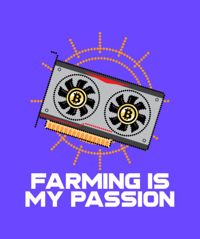Illustrated T-Shirt Design Template for Bitcoin Farmers 3583d