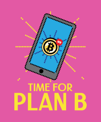 T-Shirt Design Creator Featuring an 8-bit Smartphone with Bitcoin Notifications 3583f