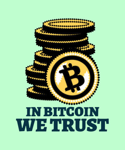 Retro T-Shirt Design Template Featuring a Pile of Bitcoins 3583a