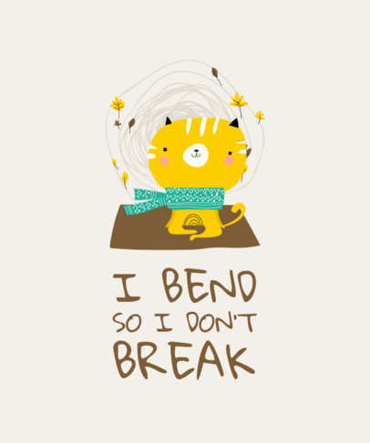 Cute T-Shirt Design Template Featuring a Cat Doing Yoga