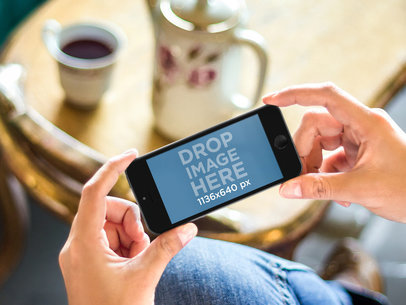 iPhone 5c White Outiline Landscape At Coffee Shop