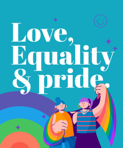 Colorful T-Shirt Design Template with Illustrated LGBTQ People