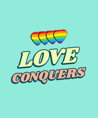 T-Shirt Design Template Featuring Colorful LGBTQ Heart Graphics