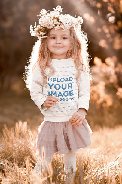 Sweatshirt Mockup Featuring a Long-Haired Girl With a Floral Wreath m4664-r-el2