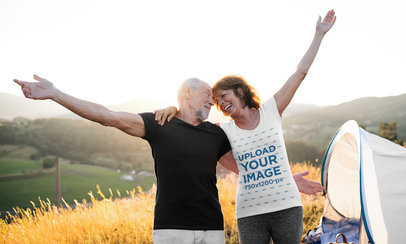T-Shirt Mockup Featuring a Happy Woman Hanging Out With Her Partner Outdoors m4529 r-el2