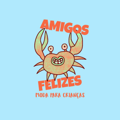 Kids' Clothing Store Logo Maker Featuring a Happy Crab Graphic 
