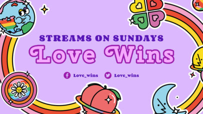 Twitch Banner Template with a Fun Colorful Layout for an LGBTQ Creator