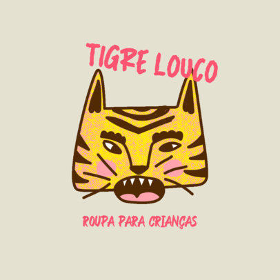 Illustrated Logo Template for a Kids' Apparel Store Featuring a Tiger Graphic 