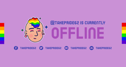 Twitch Offline Banner Creator Featuring an LGBTQ Avatar with Rainbow Hair