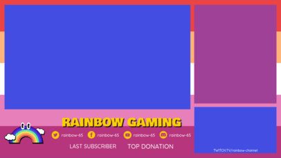 Twitch Overlay Design Template for Gamers Featuring a Cute Rainbow Graphic 
