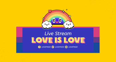 LGBT-Themed Twitch Banner Maker Featuring a Happy Rainbow Graphic