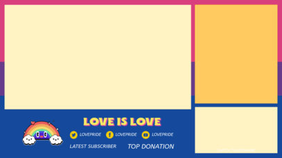 LGBT-Themed Twitch Overlay Design Template Featuring a Happy Rainbow Cartoon