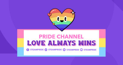 LGBTQ-Themed Twitch Banner Maker Featuring a Colorful Heart Cartoon