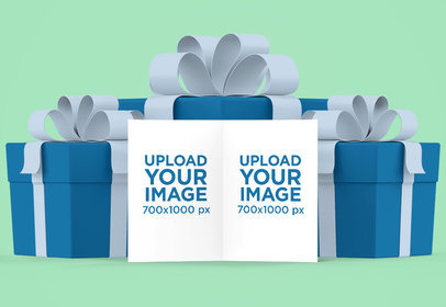 Greeting Card Mockup for a Special Occasion Featuring Presents