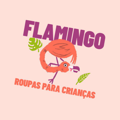 Logo Template for a Kids' Clothing Store Featuring a Flamingo Illustration 