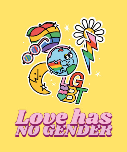 Colorful T-Shirt Design Maker Featuring LGBTQ Stickers and a Quote 
